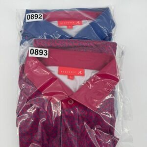 lot of 2 Redvanly Mens Floral Golf Polo Shirt Short Sleeve Performance Size L